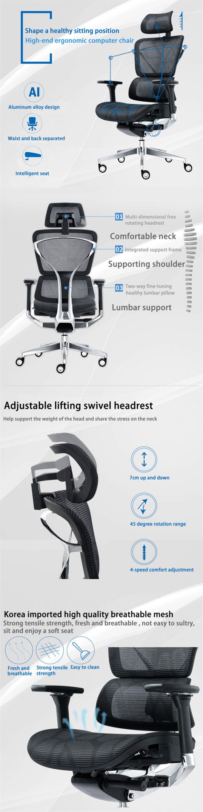 Double Back Mesh Computer Chair 300 Lbs , 12251305mm Revolving Desk