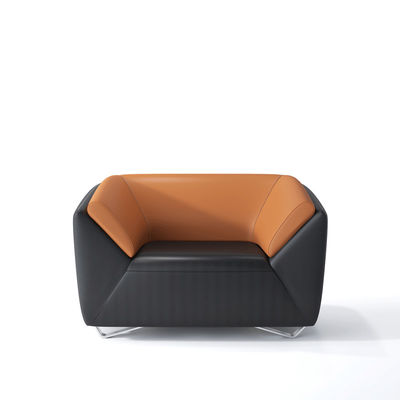 Genuine Leather Single Sofa Grey Orange 0.7CBM Volume