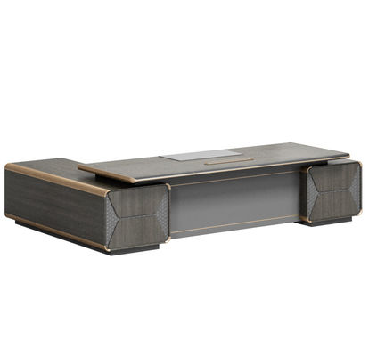 Modern Executive Desk Craft Aesthetic CEO Desk Purple Green Teak+Iron Grey