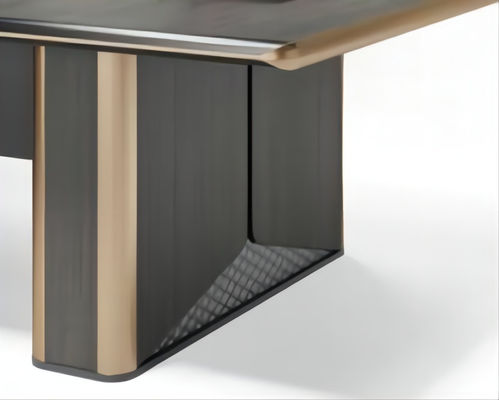 Modern Executive Desk Craft Aesthetic CEO Desk Purple Green Teak+Iron Grey