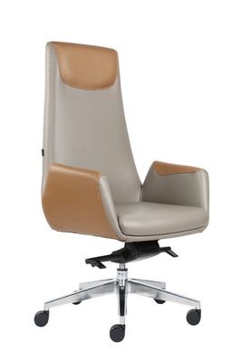 670*680*1210mm Executive Grey Leather Office Chair High Back