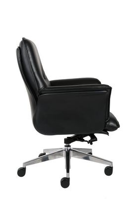 Middle Back Office Revolving Chair , DIOUS TUV Black Leather Desk Chair