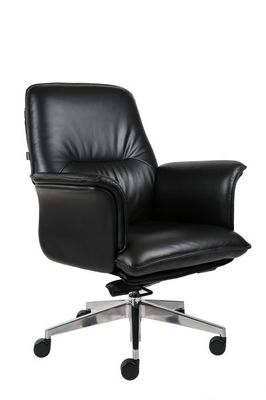 Middle Back Office Revolving Chair , DIOUS TUV Black Leather Desk Chair