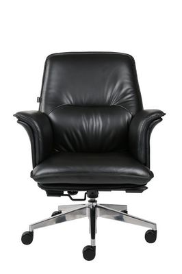 Middle Back Office Revolving Chair , DIOUS TUV Black Leather Desk Chair