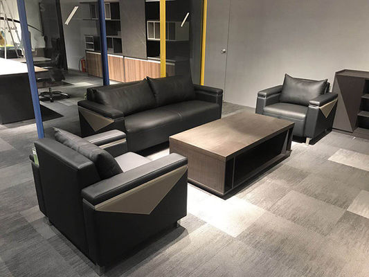 Versatile Office Reception Sofa , Sleek Leather Reception Sofa