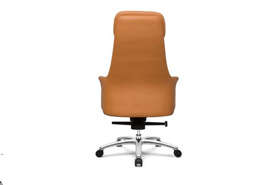Genuine Leather Revolving Chair 3 Positions Locking 135 Degree Back Tilt With Armrest
