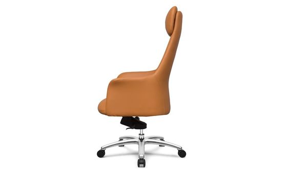 Genuine Leather Revolving Chair 3 Positions Locking 135 Degree Back Tilt With Armrest