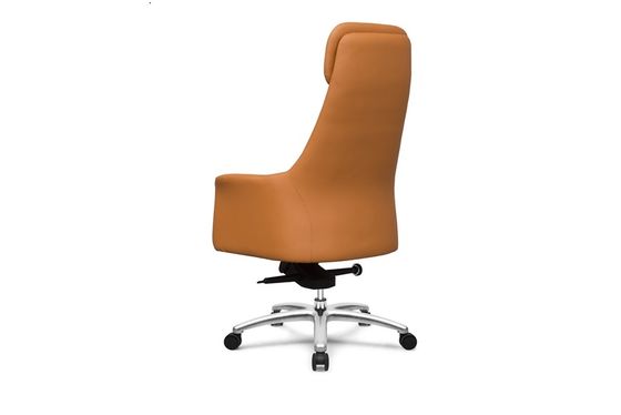 Genuine Leather Revolving Chair 3 Positions Locking 135 Degree Back Tilt With Armrest