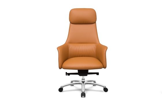 Genuine Leather Revolving Chair 3 Positions Locking 135 Degree Back Tilt With Armrest