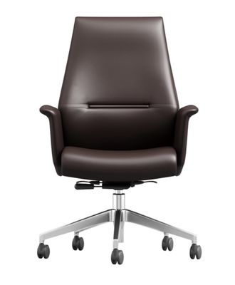 Middle Back 0.29m3 CBM Leather Revolving Chair With Castors