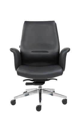 Middle Back 0.29m3 CBM Leather Revolving Chair With Castors