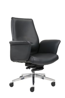 Middle Back 0.29m3 CBM Leather Revolving Chair With Castors