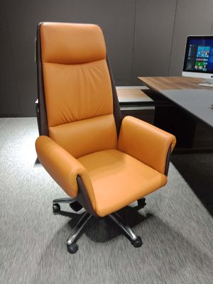 Electroplated Steel Armrest Height Adjustable Office Chair High Back
