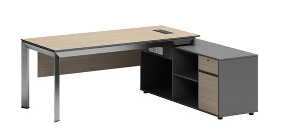 16mm Thickness Executive Office Table Melamine Boss Door Shaped Steel Leg