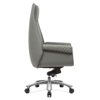 Gray PU Leather Revolving Chair Ergonomic Swivel Office Chair