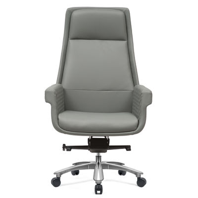 Gray PU Leather Revolving Chair Ergonomic Swivel Office Chair