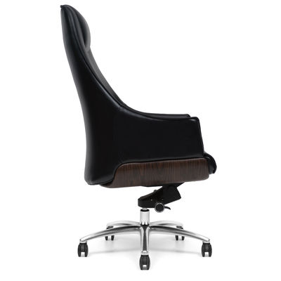 Aluminum Base High Back Leather Executive Chair Lock At 3 Positions