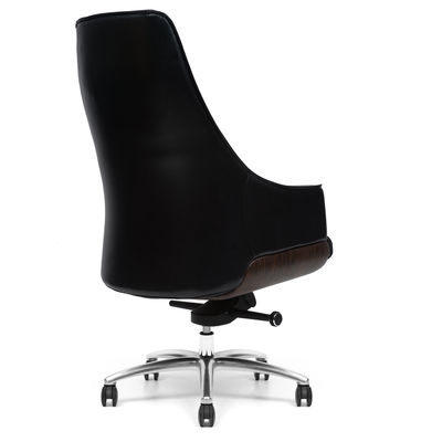 Aluminum Base High Back Leather Executive Chair Lock At 3 Positions