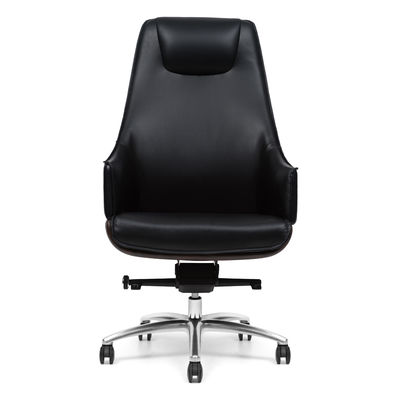 Aluminum Base High Back Leather Executive Chair Lock At 3 Positions