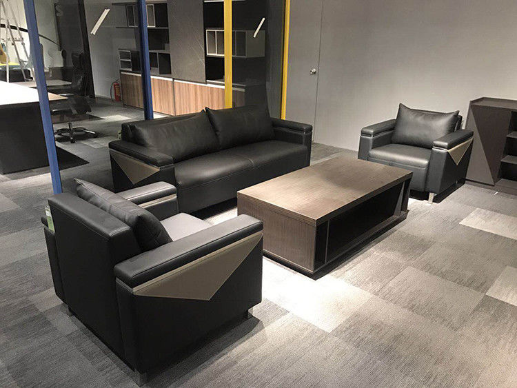Versatile Office Reception Sofa , Sleek Leather Reception Sofa