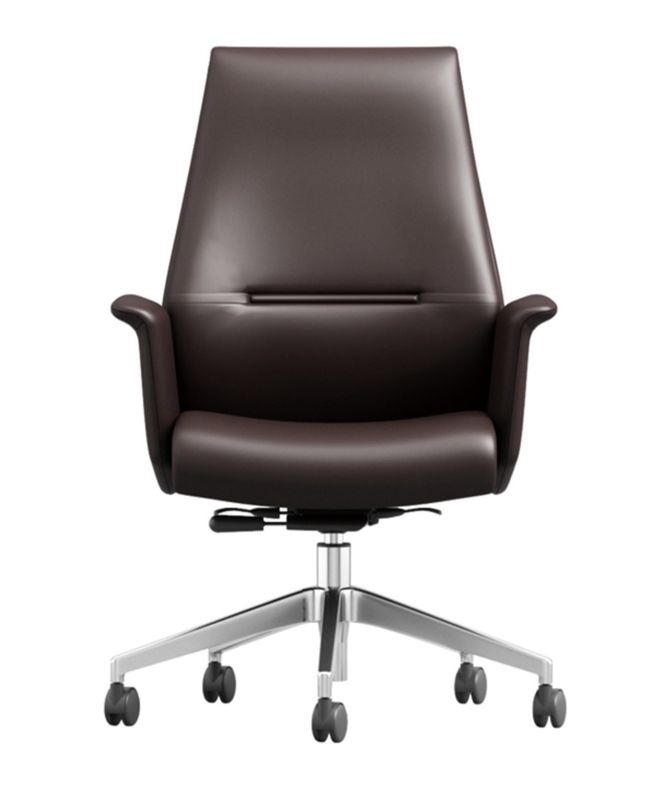 Middle Back 0.29m3 CBM Leather Revolving Chair With Castors