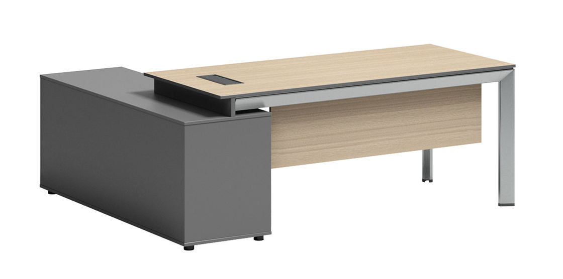 16mm Thickness Executive Office Table Melamine Boss Door Shaped Steel Leg