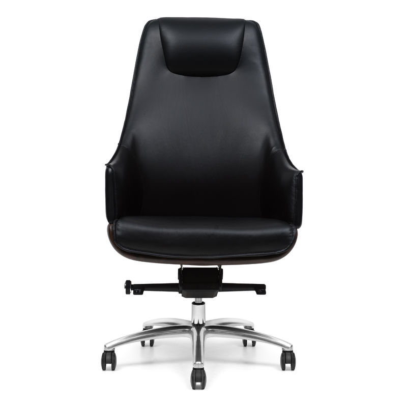 Aluminum Base High Back Leather Executive Chair Lock At 3 Positions